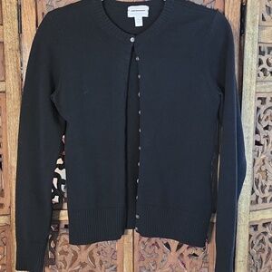 🌟 Charter Club Black Knit Wool Sweater Italian Yarn Size Medium